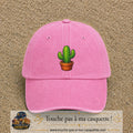 Casquette baseball Rose délavé 100% coton avec visuel Cactus en pot 7 cm - image produit principale
