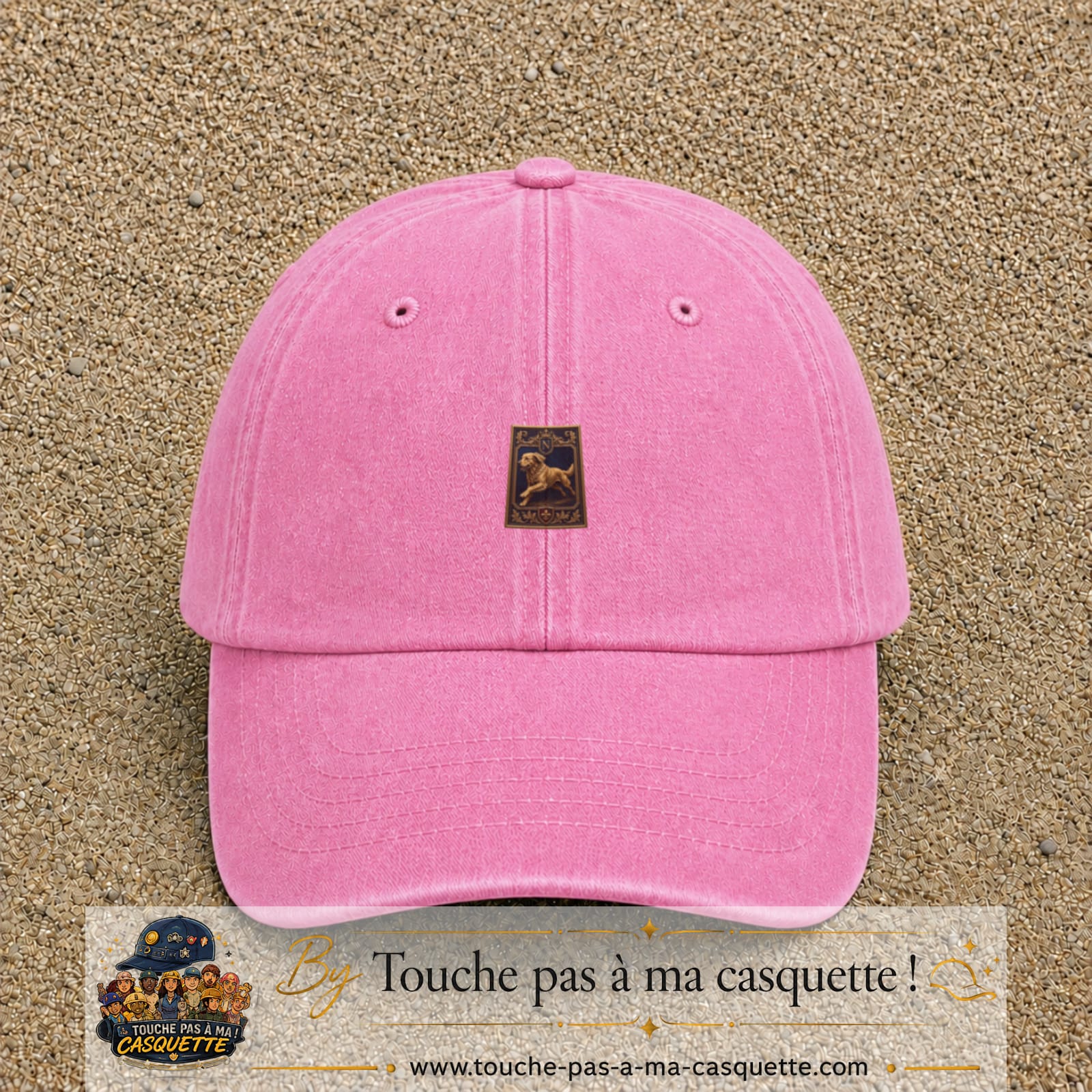 Casquette baseball Rose délavé 100% coton avec visuel Chien noble 3 cm - image produit principale