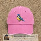 Casquette baseball Rose délavé 100% coton avec visuel Mésange bleue 7 cm - image produit principale