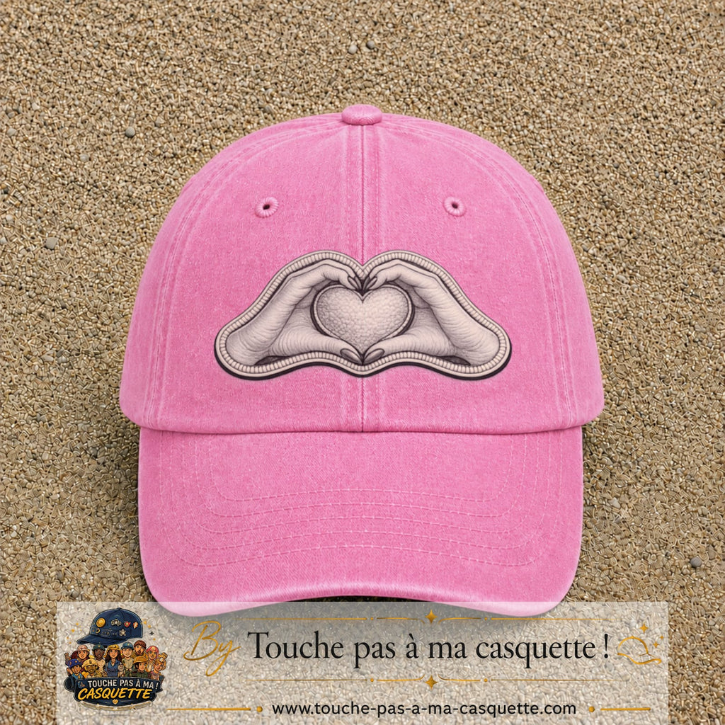 Casquette Rose délavé motif Mains formant un cœur 7 cm - vue principale