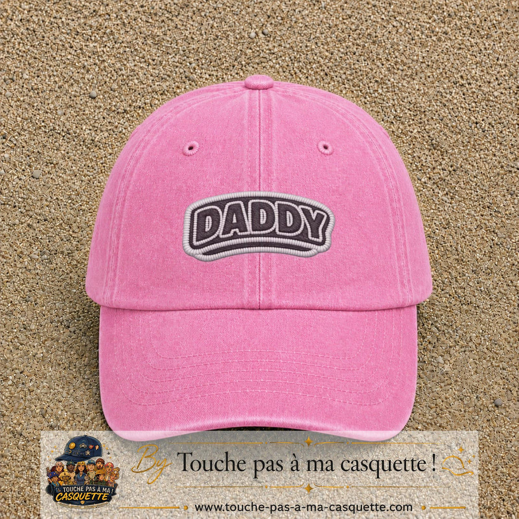 Casquette Rose délavé motif Message Daddy 5 cm - vue principale