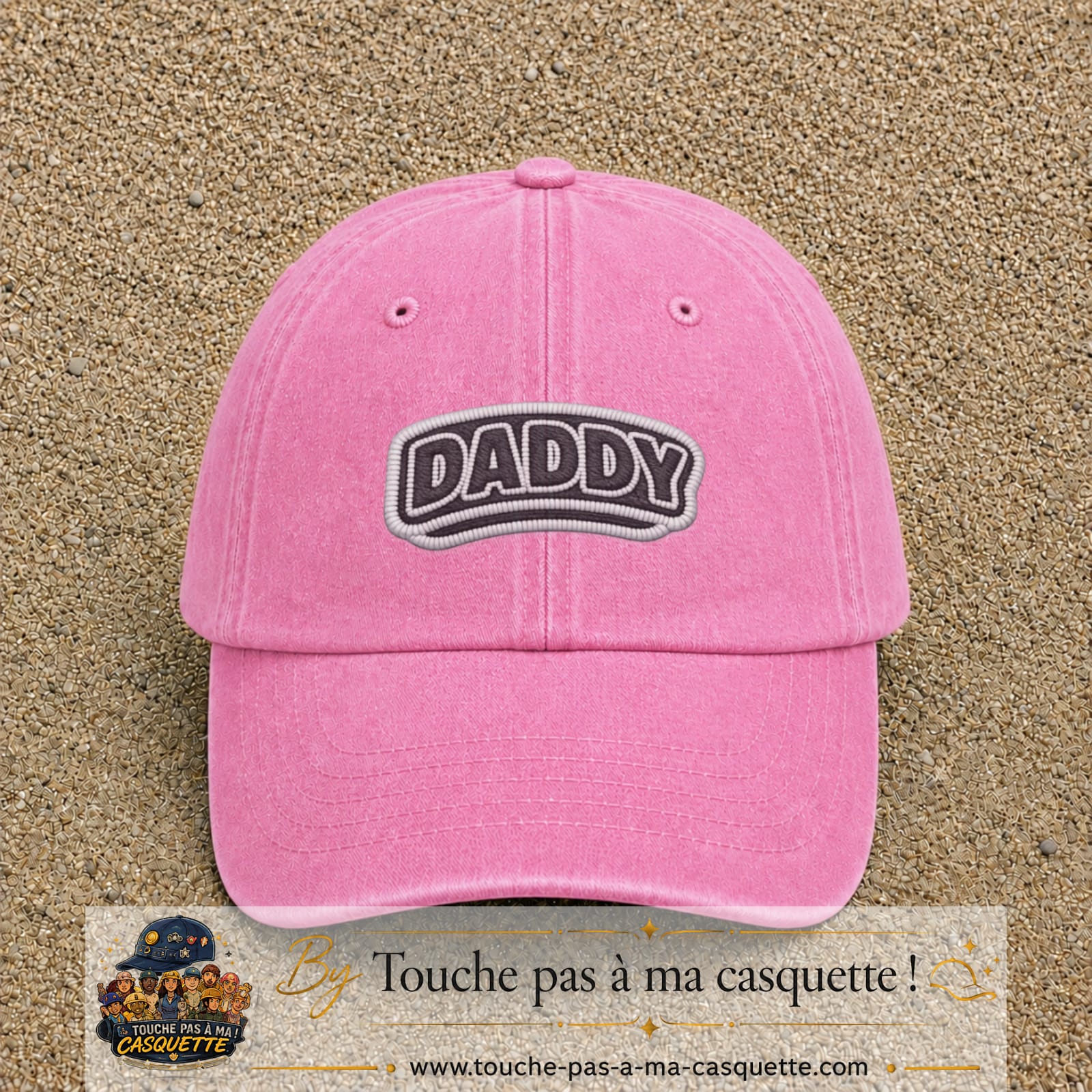 Casquette Rose délavé motif Message Daddy 5 cm - vue principale