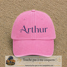 Casquette baseball Rose délavé 100% coton avec visuel Prénom Arthur élégant 7 cm - image produit principale