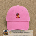 Casquette Rose délavé 100% coton avec motif Garçon casquette rouge et lunettes 5 cm - image principale
