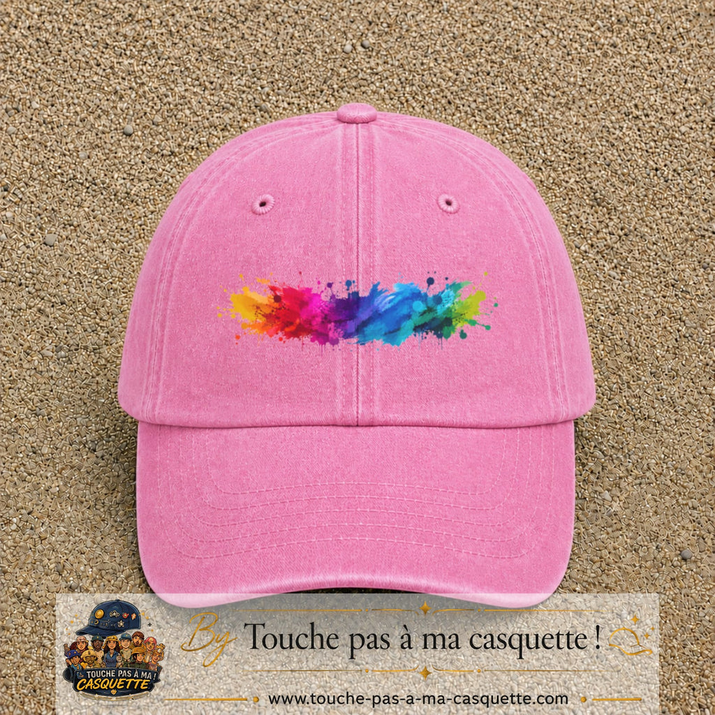 Casquette baseball Rose délavé 100% coton avec visuel Éclaboussure peinture 5 cm - image produit principale