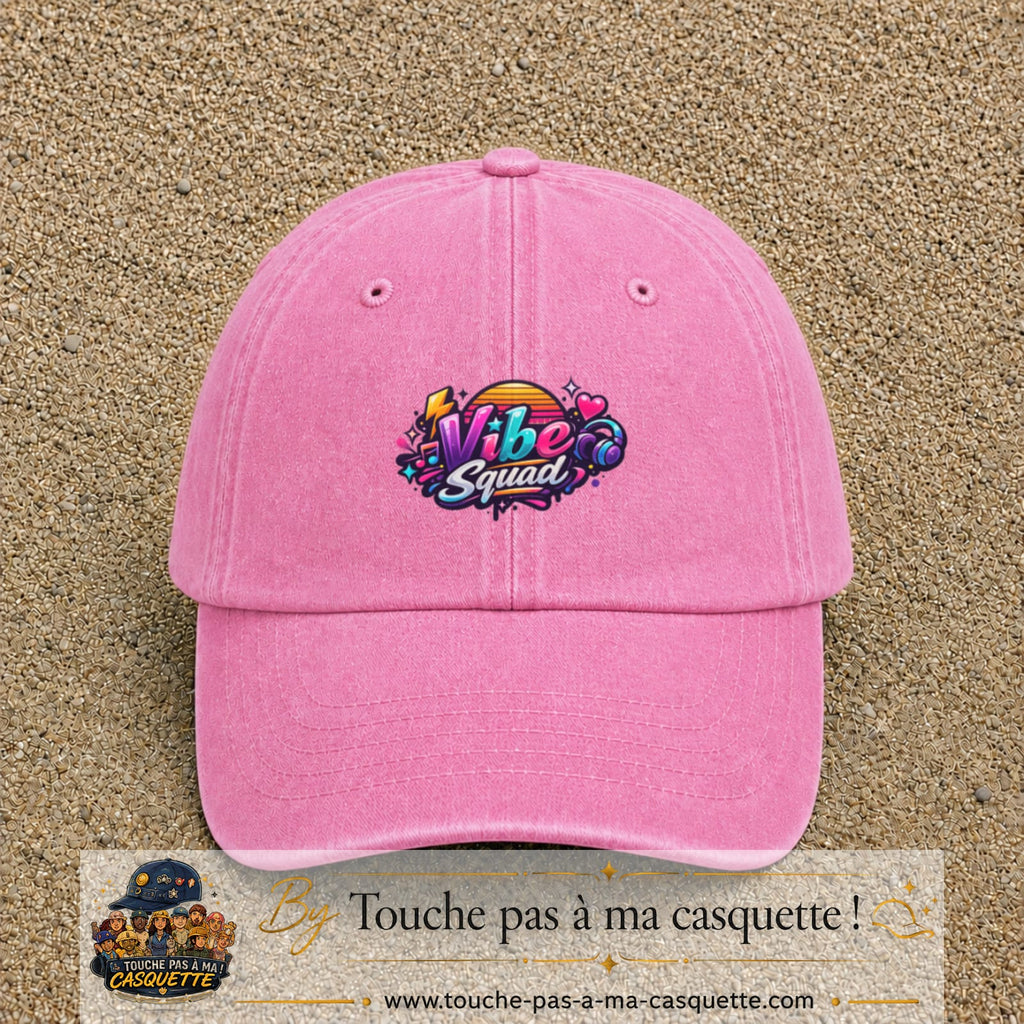 Casquette Rose délavé 100% coton avec motif Vibe Squad 5 cm - image principale