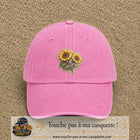 Casquette Rose délavé motif Duo de tournesols 7 cm - vue principale