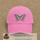 Casquette Rose délavé motif Papillon enchanté 7 cm - vue principale