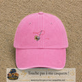 Casquette Rose délavé 100% coton avec motif Aiguille et fil rouge 5 cm - image principale