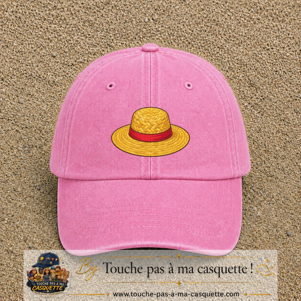 Casquette baseball Rose délavé 100% coton avec motif Chapeau de paille 5 cm - image principale