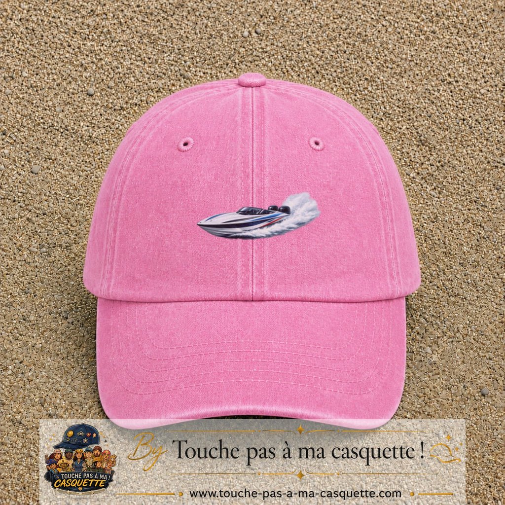 Casquette baseball Rose délavé 100% coton avec motif Bateau rapide 7 cm - image principale