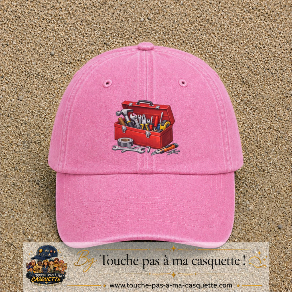 Casquette baseball Rose délavé 100% coton avec motif Boîte à outils 7 cm - image principale