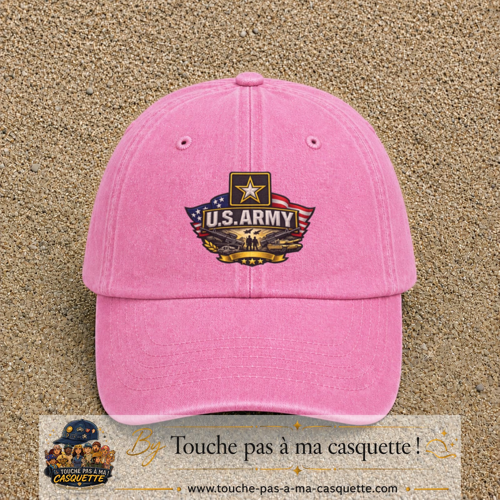 Casquette Rose délavé motif Emblème U.S. Army 7 cm - vue principale