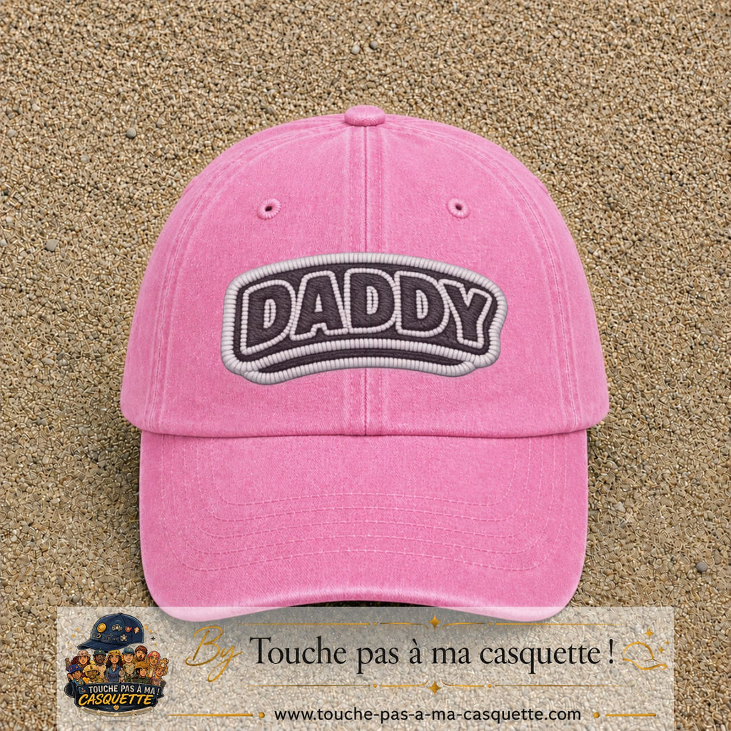 Casquette Rose délavé motif Message Daddy 7 cm - vue principale