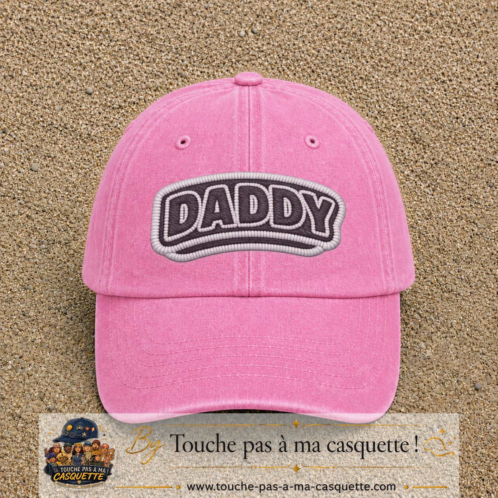 Casquette Rose délavé motif Message Daddy 7 cm - vue principale