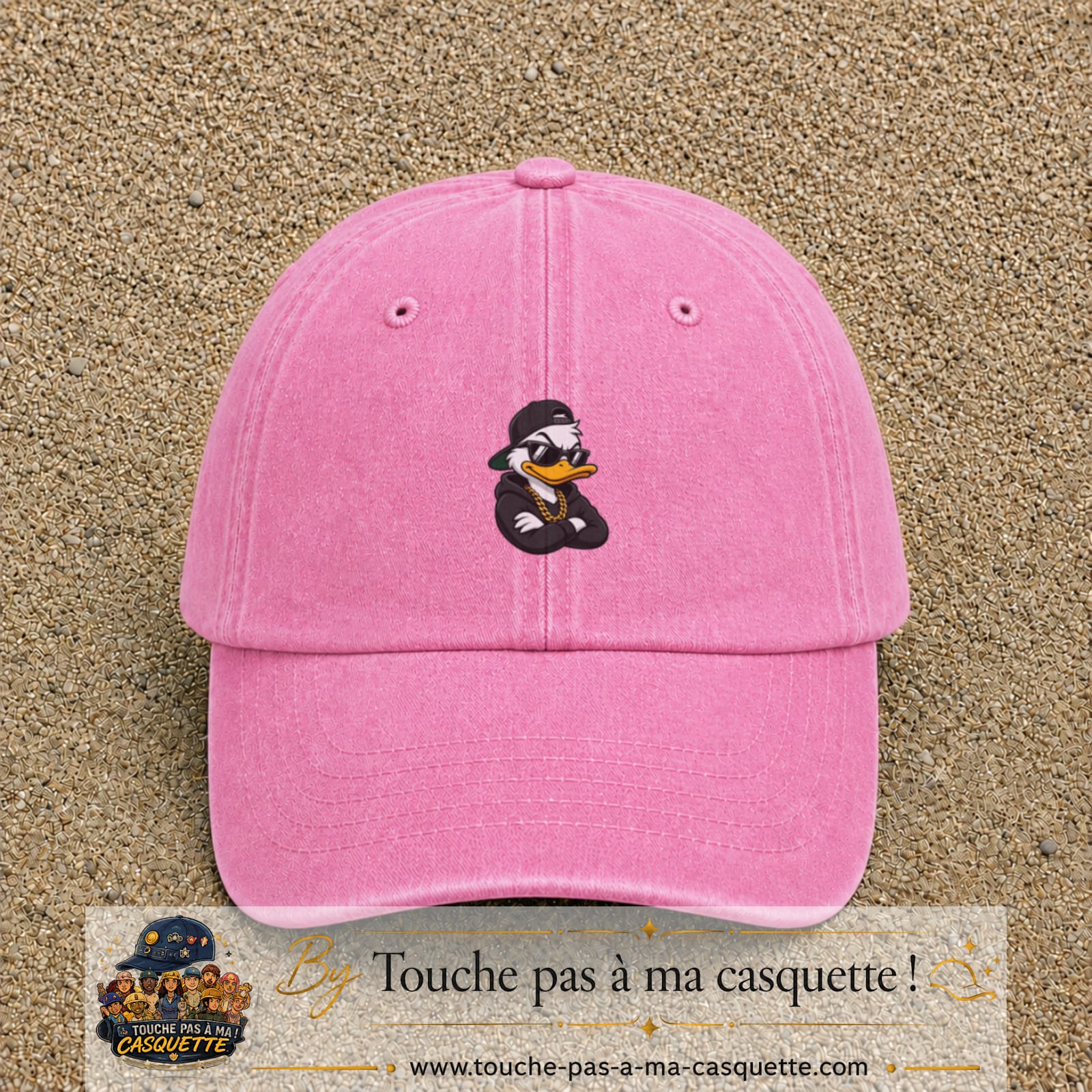 Casquette baseball Rose délavé 100% coton avec visuel Canard hip-hop 5 cm - image produit principale