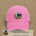 Casquette baseball Rose délavé 100% coton avec visuel Chat noir et souris 7 cm - image produit principale