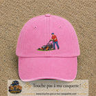 Casquette baseball Rose délavé 100% coton avec motif Jardinier avec tondeuse 7 cm - image principale