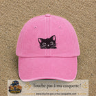 Casquette baseball Rose délavé 100% coton avec visuel Chaton noir kawaii 5 cm - image produit principale