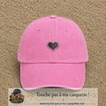 Casquette Rose délavé motif Cœur velours 3 cm - vue principale