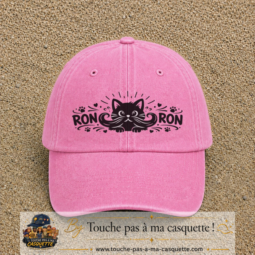 Casquette Rose délavé motif Chat Ron Ron 7 cm - vue principale