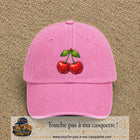 Casquette baseball Rose délavé 100% coton avec visuel Cerises 7 cm - image produit principale