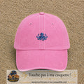 Casquette baseball Rose délavé 100% coton avec visuel Pieuvre bleue 3 cm - image produit principale