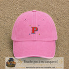 Casquette Rose délavé 100% coton avec motif Lettre P rouge et bleu 5 cm - image principale