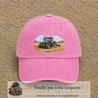 Casquette baseball Rose délavé 100% coton avec motif Tracteur agricole 7 cm - image principale