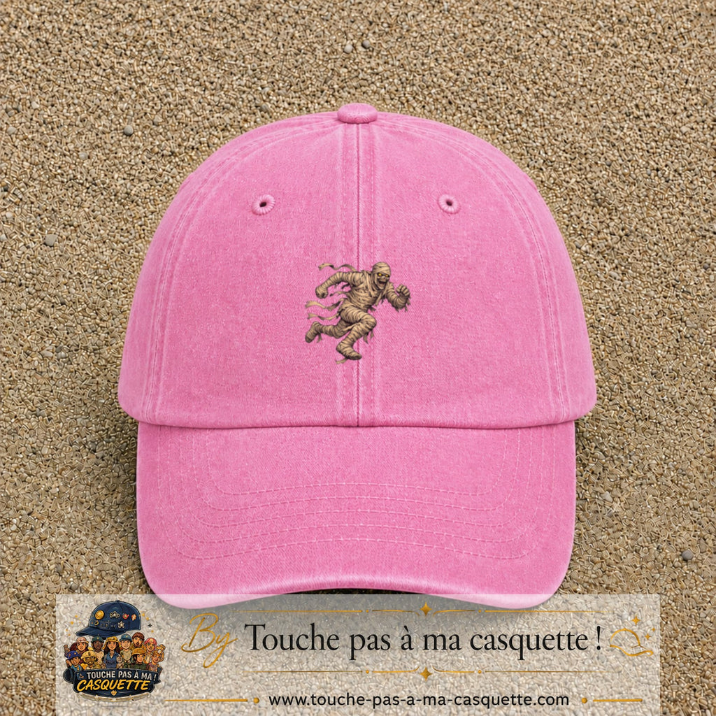 Casquette Rose délavé 100% coton avec motif Momie effrayante 5 cm - image principale