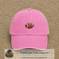 Casquette Rose délavé 100% coton avec motif Ballon de rugby sourire 3 cm - image principale