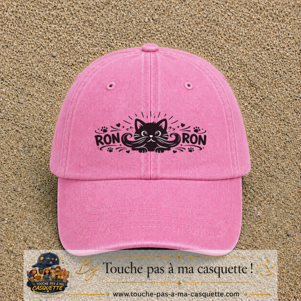 Casquette Rose délavé motif Chat Ron Ron 5 cm - vue principale