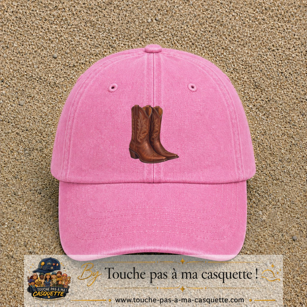 Casquette Rose délavé 100% coton avec motif Bottes cowboy 7 cm - image principale