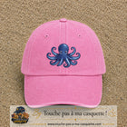 Casquette baseball Rose délavé 100% coton avec visuel Pieuvre bleue 7 cm - image produit principale