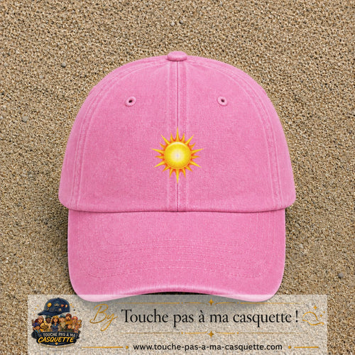 Casquette baseball Rose délavé 100% coton avec motif Soleil rayonnant 5 cm - image principale