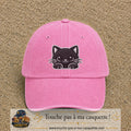 Casquette Rose délavé motif Chaton étoilé 7 cm - vue principale