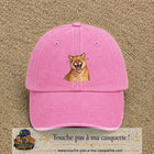 Casquette Rose délavé 100% coton avec motif Félin sauvage qui rit 7 cm - image principale