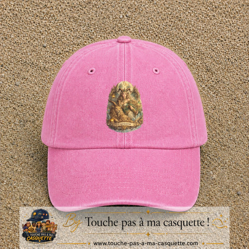 Casquette baseball Rose délavé 100% coton avec motif Capricorne astrologique 7 cm - image principale
