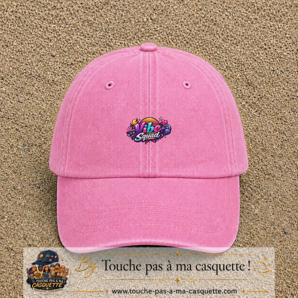 Casquette Rose délavé 100% coton avec motif Vibe Squad 3 cm - image principale