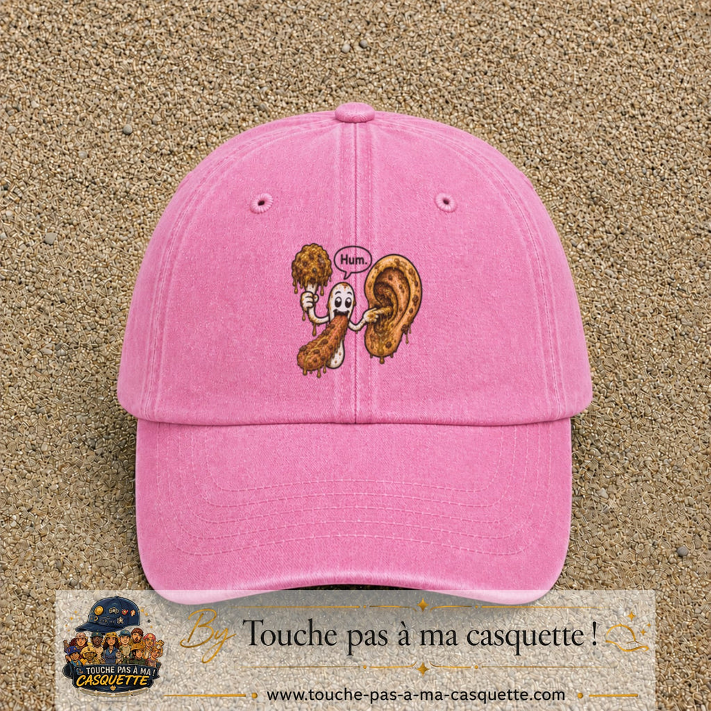 Casquette baseball Rose délavé 100% coton avec visuel Oreille gourmande 7 cm - image produit principale