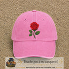 Casquette baseball Rose délavé 100% coton avec motif Fleur de rose 7 cm - image principale