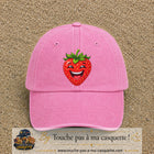 Casquette baseball Rose délavé 100% coton avec motif Fraise souriante 7 cm - image principale