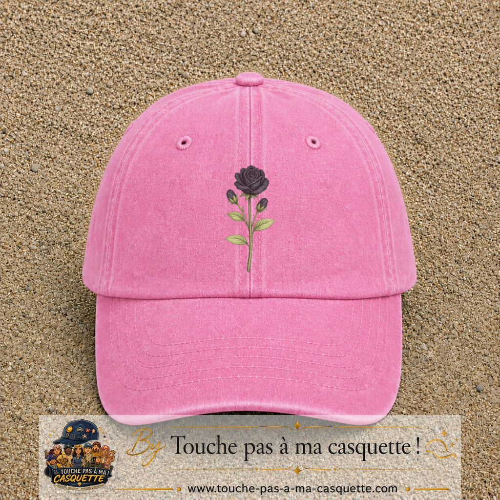 Casquette Rose délavé motif Rose gothique 7 cm - vue principale