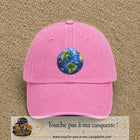 Casquette baseball Rose délavé 100% coton avec visuel Planète Terre réaliste 7 cm - image produit principale