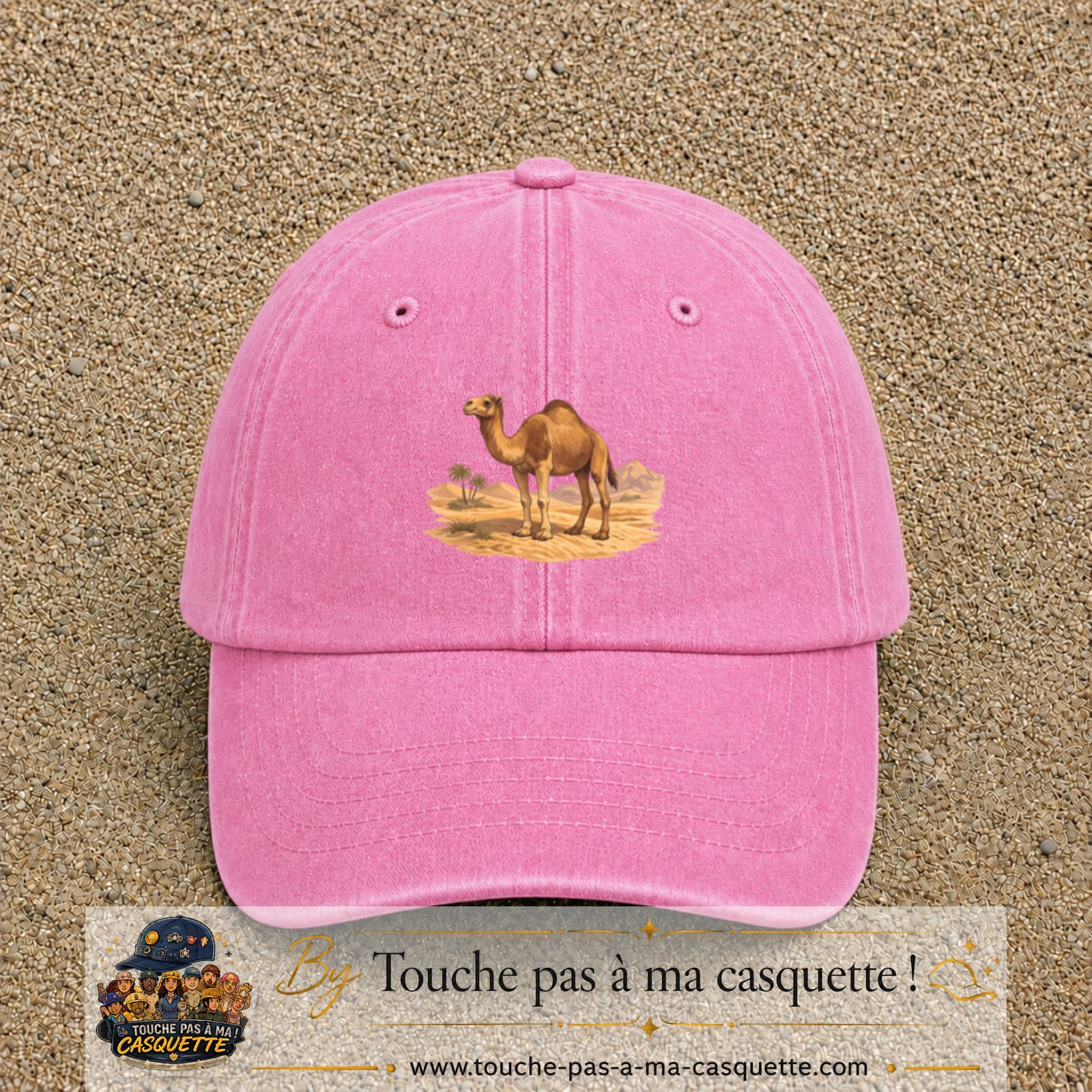 Casquette baseball Rose délavé 100% coton avec motif Chameau du désert 7 cm - image principale