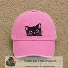 Casquette Rose délavé motif Chaton malicieux 7 cm - vue principale