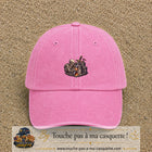 Casquette Rose délavé 100% coton avec motif Squelette chevalier château 5 cm - image principale