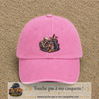 Casquette Rose délavé 100% coton avec motif Squelette chevalier château 7 cm - image principale