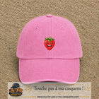 Casquette baseball Rose délavé 100% coton avec motif Fraise souriante 3 cm - image principale