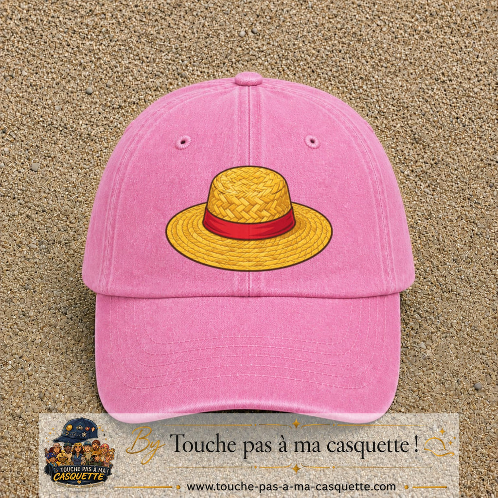 Casquette baseball Rose délavé 100% coton avec motif Chapeau de paille 7 cm - image principale